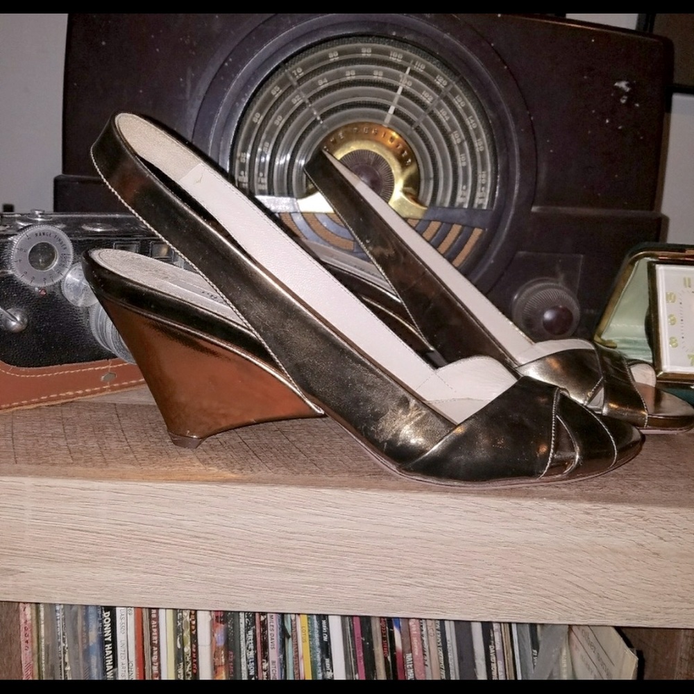Vintage 80’s Prada Gold Sling-back shoes